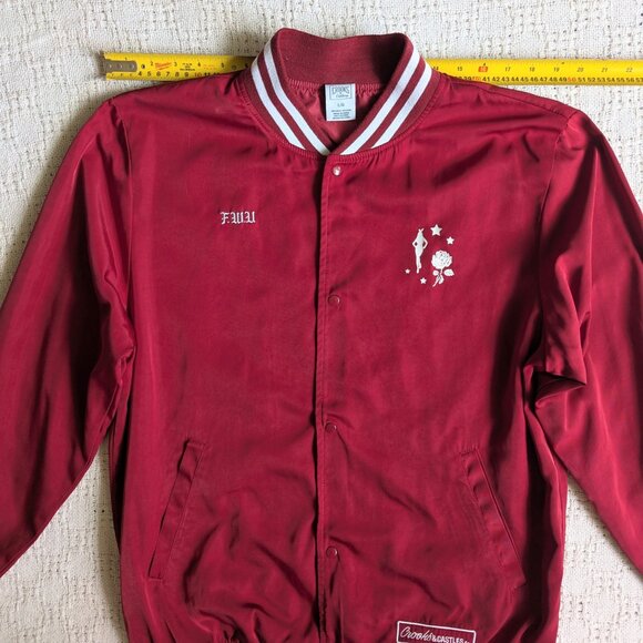 Crooks and Castles Men Red Bomber Jacket Varsity Snap Up Size XL - Picture 3 of 7